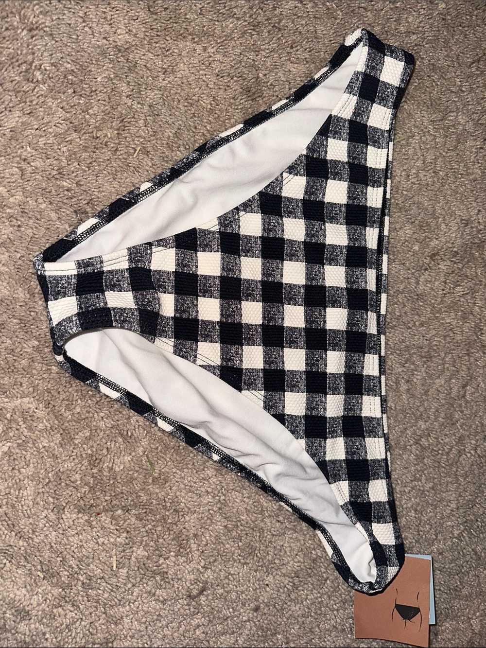 Shade & Shore Black and White Gingham Bikini Bottom